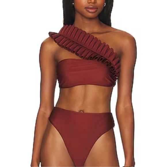 Andrea Iyamah Other - Andrea Iyamah Liva Bandeau One-Shoulder Ruffle Bikini Top Size Small NWT